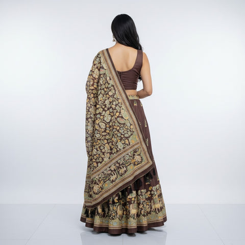 Premium Dolla Tusser Silk Chaniya Choli | Mill Print & Foil Work | 3 Meter Flare | Navratri & Festive Wear