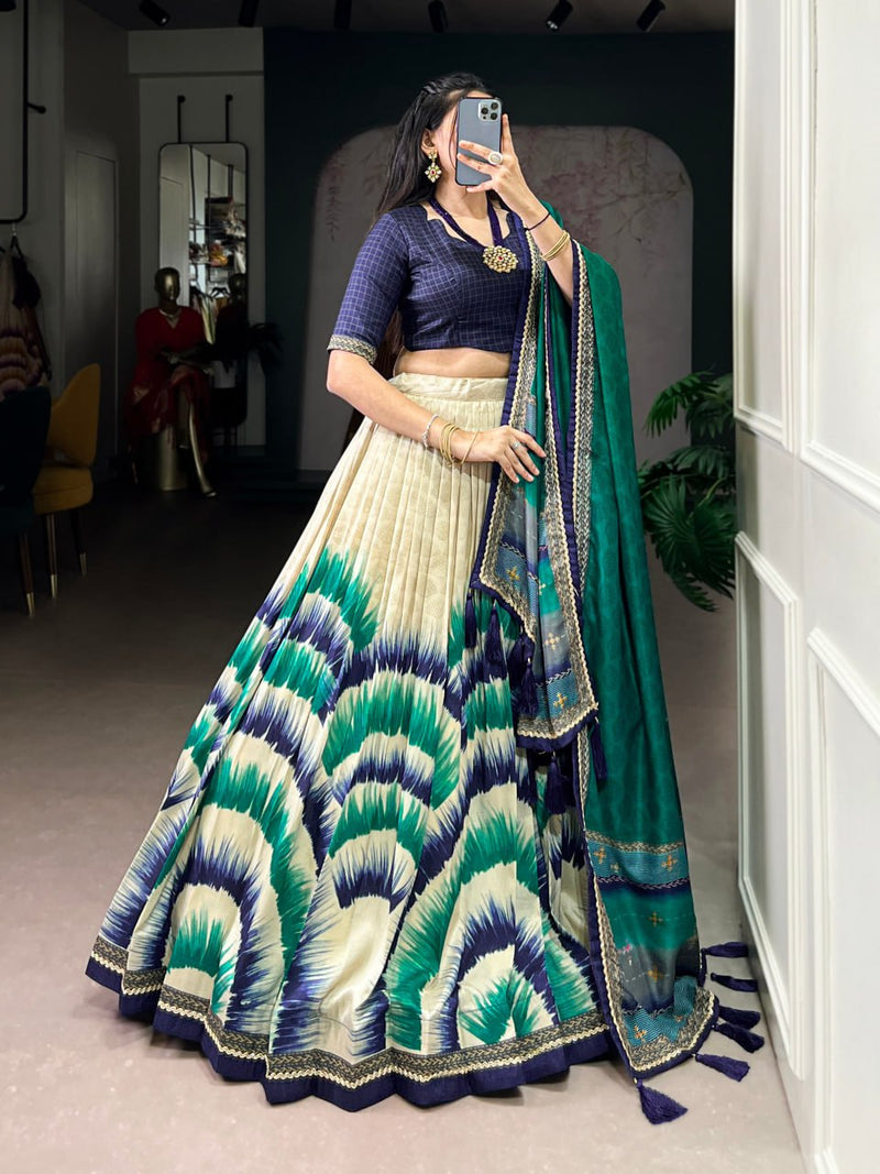 Dolla Tusser Silk Chaniya Choli | Foil Print Designer Lehenga