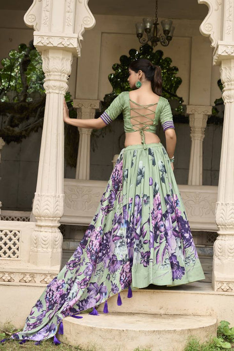 Premium Dolla Tusser Silk Chaniya Choli with Floral Print & Designer Dupatta