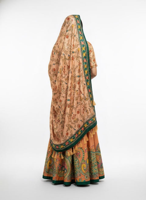 Dolla Tusser Silk Chaniya Choli | Designer Paisley Print Lehenga