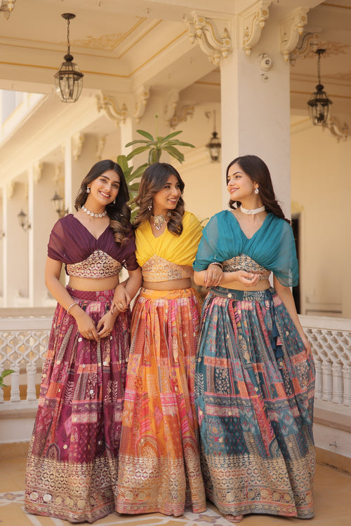 Ready-to-Wear Indo-Western Lehenga Set for Haldi and Mehendi