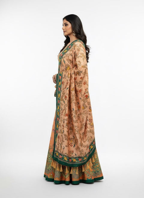 Dolla Tusser Silk Chaniya Choli | Designer Paisley Print Lehenga