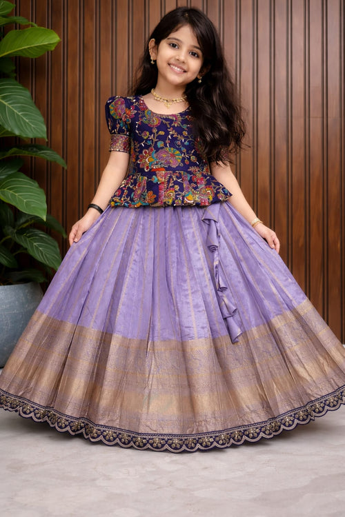 Premium Simmer Silk Kids Lehenga Choli | Heavy Zari Weaving & Embroidery | Wedding, Party & Festive Wear