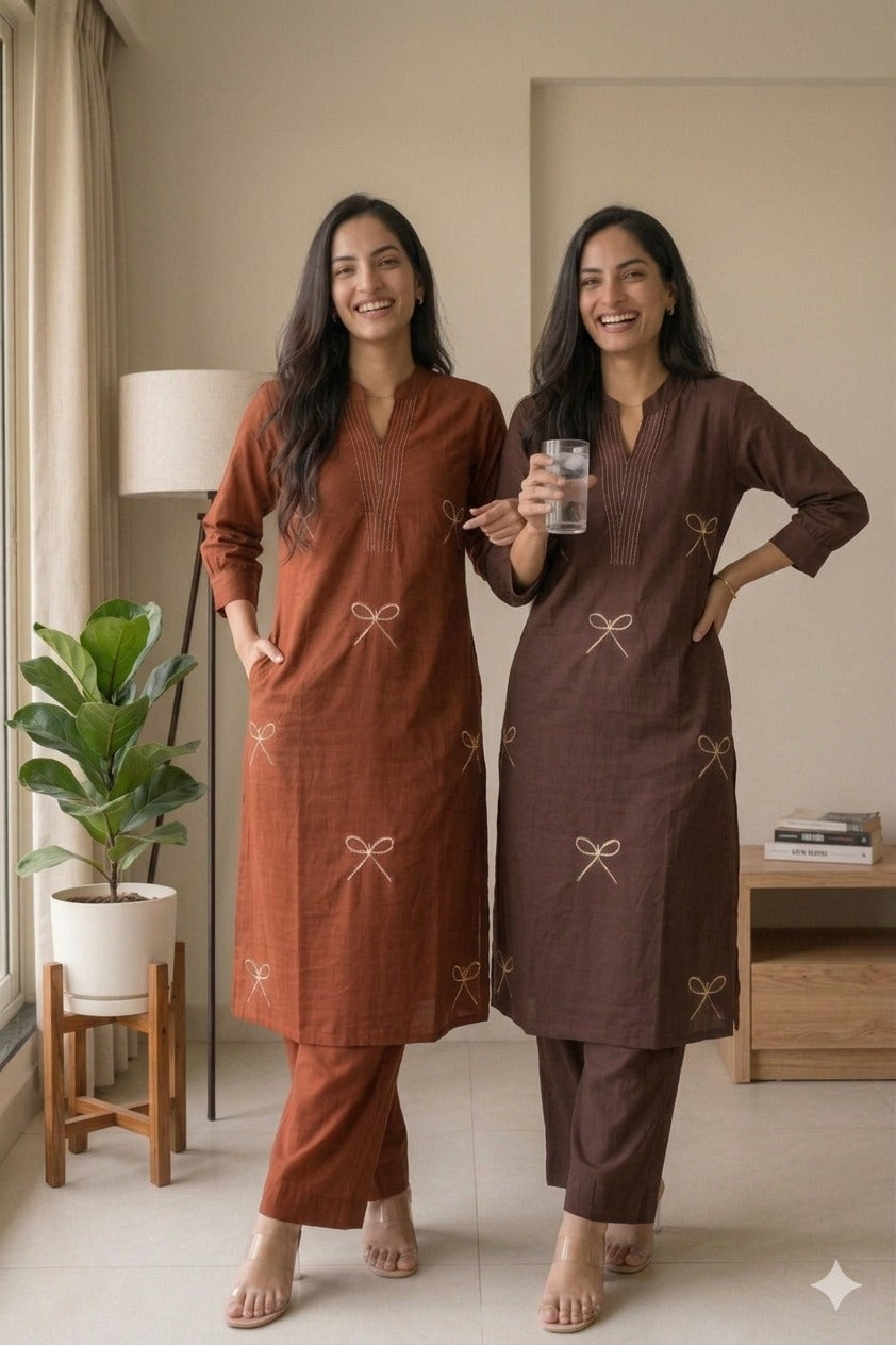 Chic Coffee Brown Ethnic Co-ord Set