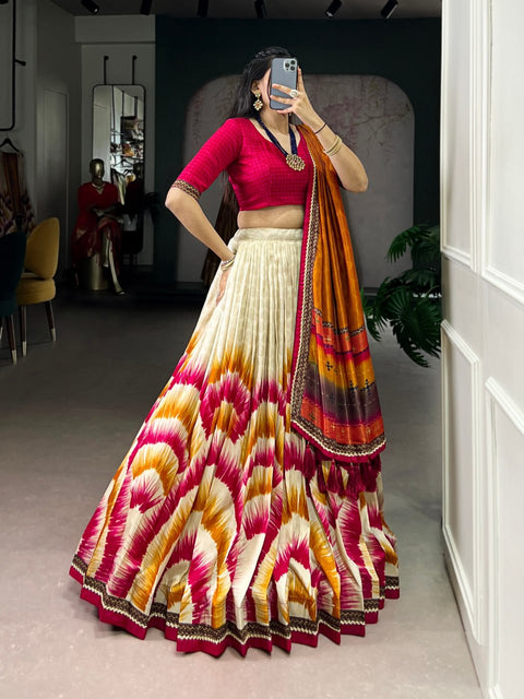 Dolla Tusser Silk Chaniya Choli | Foil Print Designer Lehenga