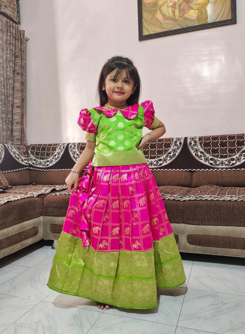Premium Heavy Silk Kids Lehenga Choli | Rich Zari Weaving | Wedding, Party & Festive Wear | Ages 1–15 Years