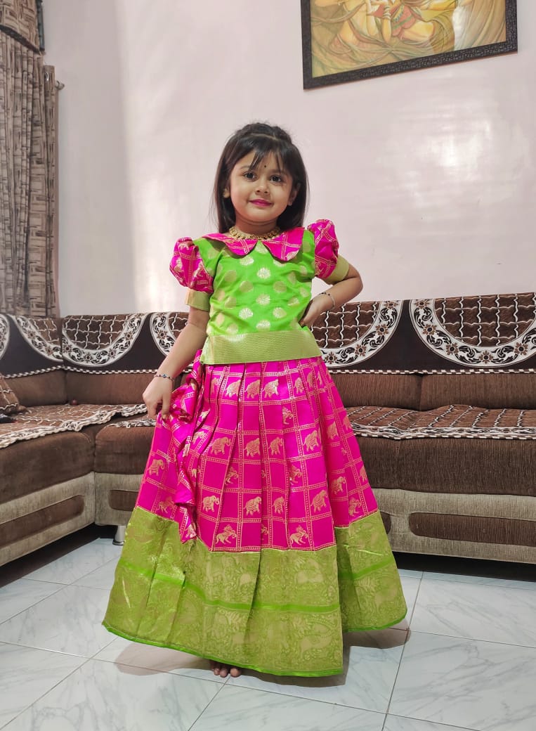 Premium Heavy Silk Kids Lehenga Choli | Rich Zari Weaving | Wedding, Party & Festive Wear | Ages 1–15 Years